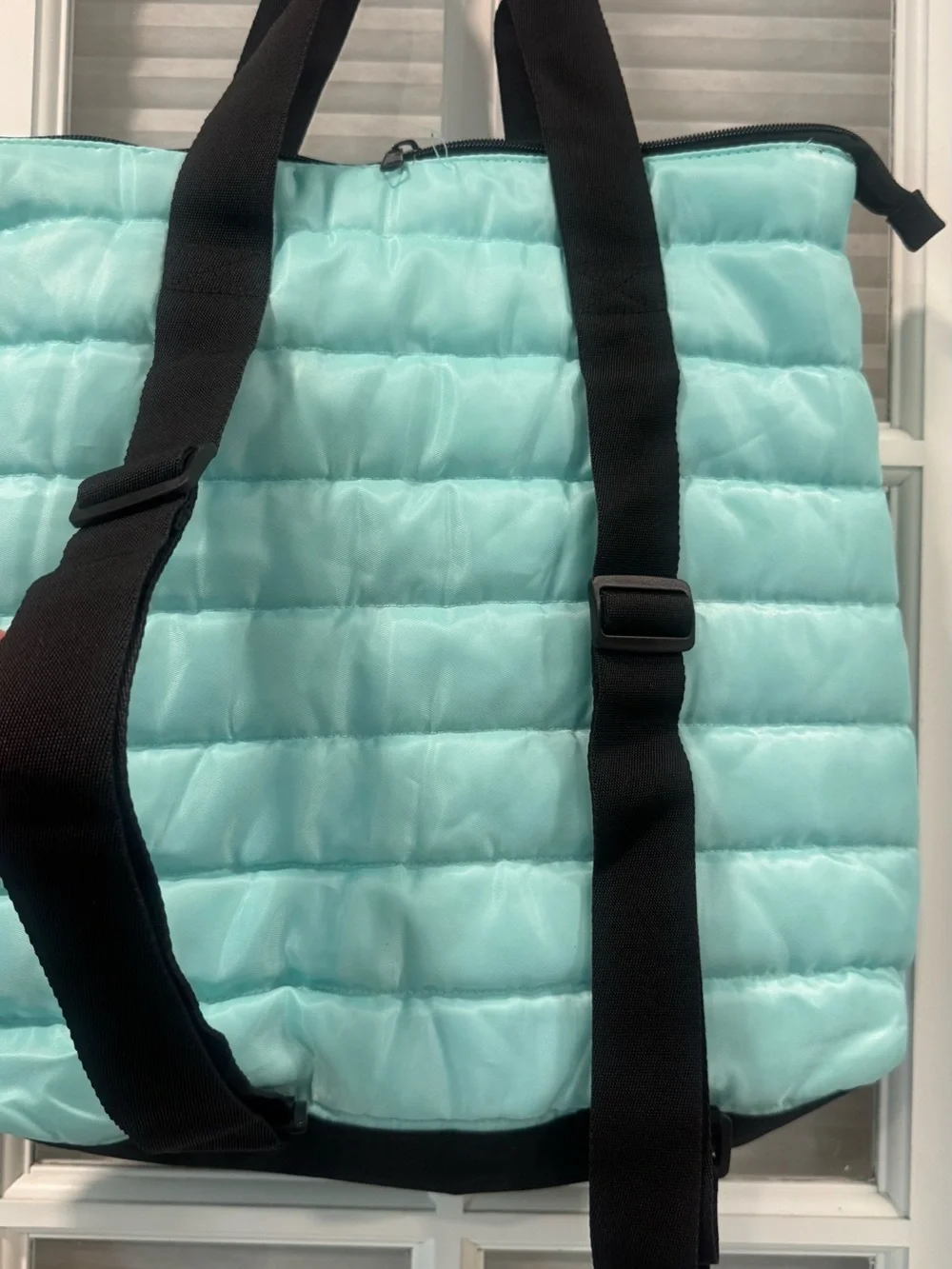 Justice Quilted Cheer Tote Bag in Mint and Black